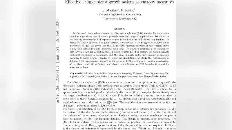 Effective sample size approximations as entropy measures