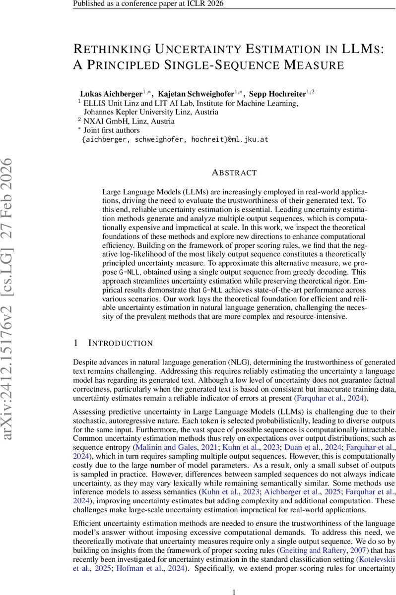 Rethinking Uncertainty Estimation in LLMs: A Principled Single-Sequence Measure