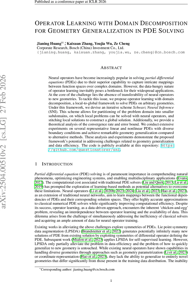Operator Learning with Domain Decomposition for Geometry Generalization in PDE Solving