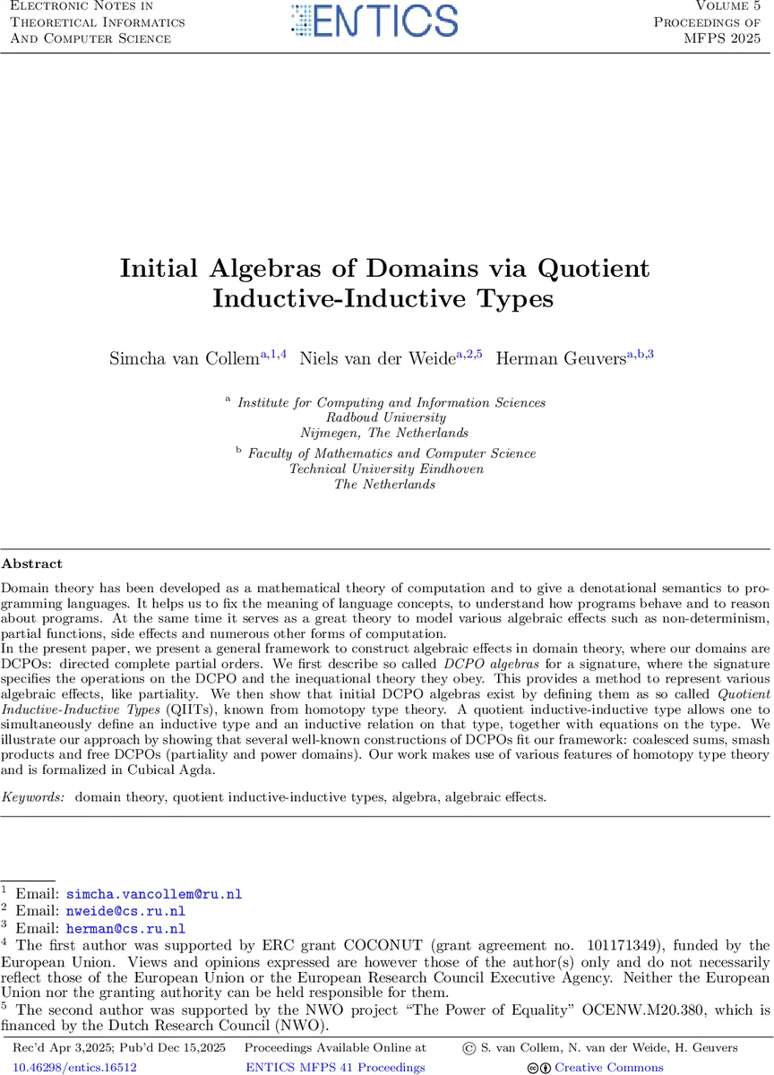 Initial Algebras of Domains via Quotient Inductive-Inductive Types