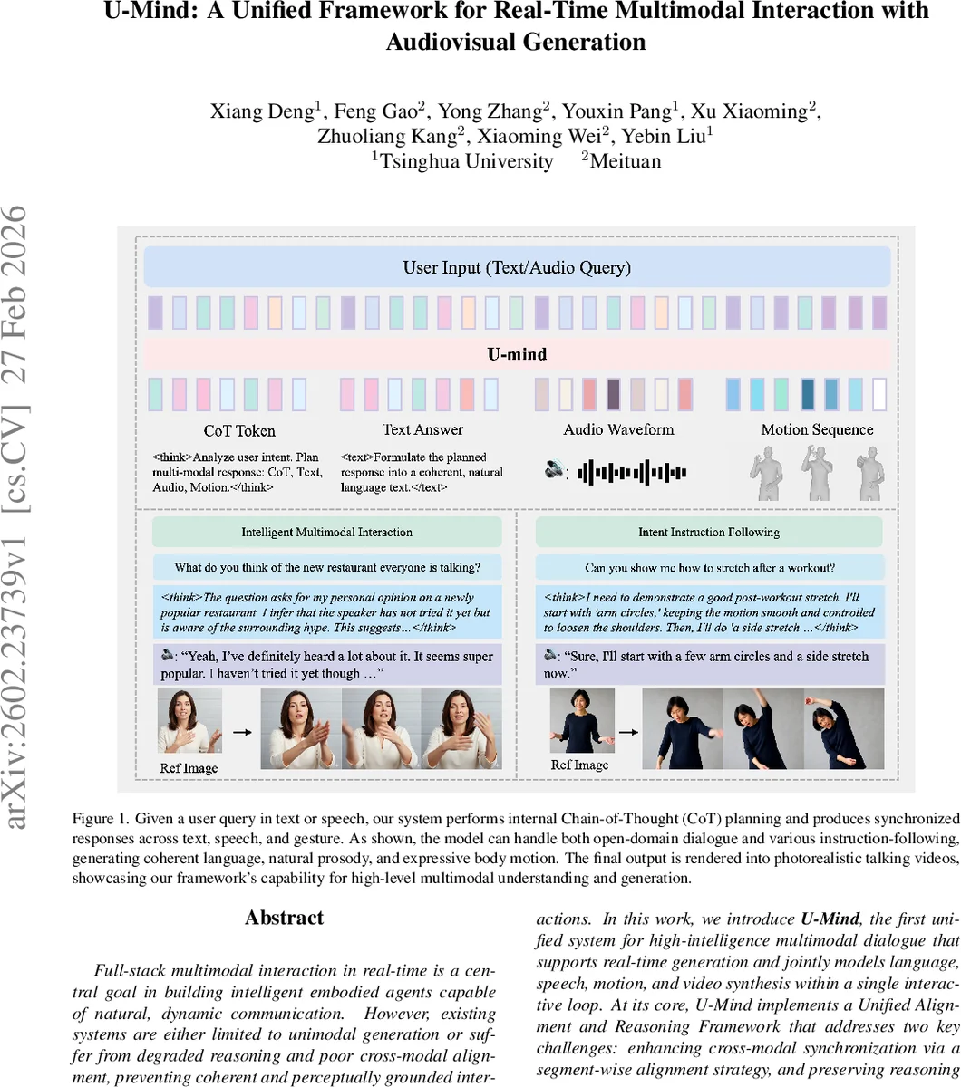 U-Mind: A Unified Framework for Real-Time Multimodal Interaction with Audiovisual Generation