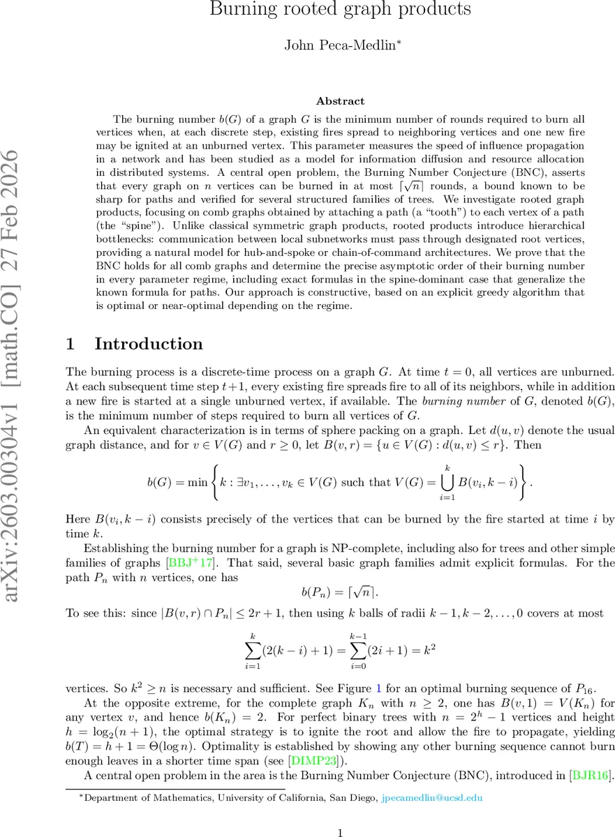 Burning rooted graph products