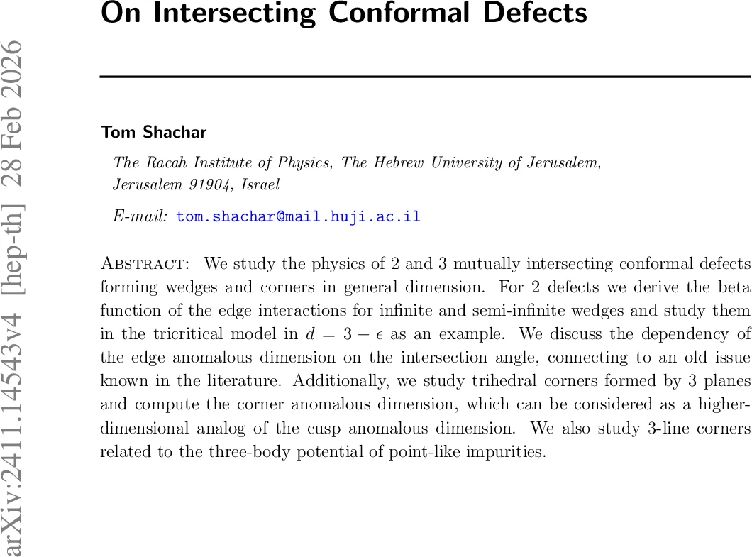 On Intersecting Conformal Defects