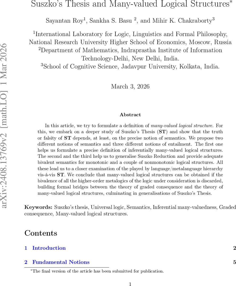 Suszko's Thesis and Many-valued Logical Structures