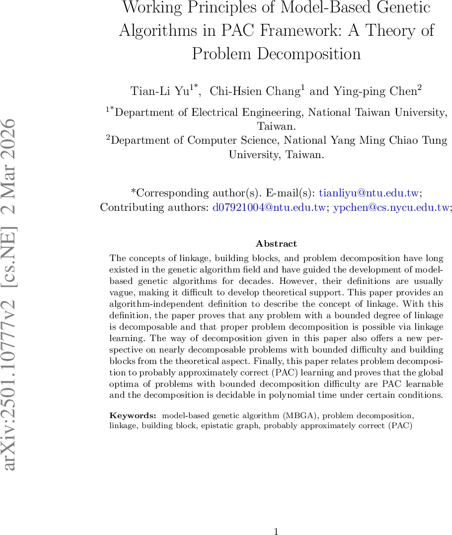 The working principles of model-based GAs fall within the PAC framework: A mathematical theory of problem decomposition