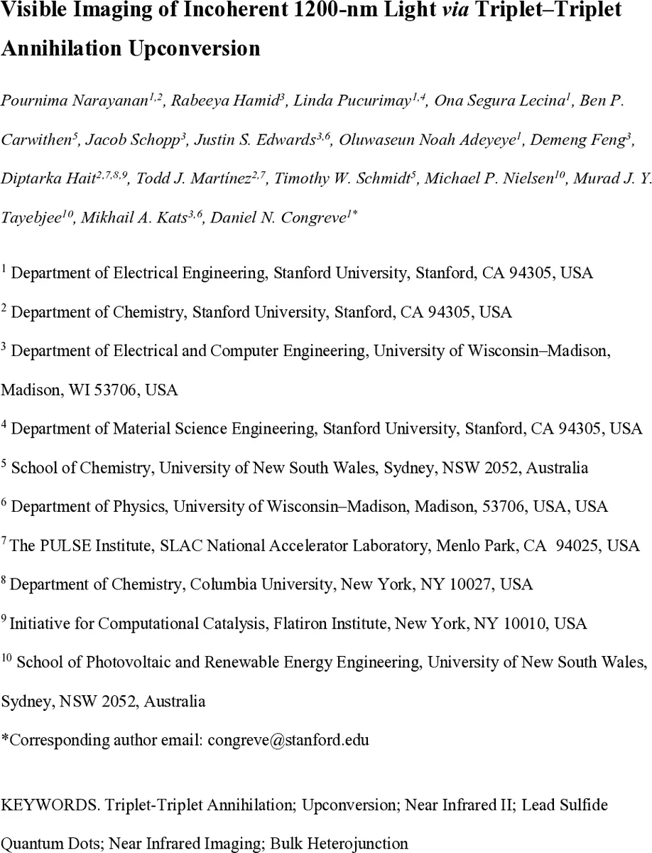 Visible Imaging of Incoherent 1200-nm Light via Triplet--Triplet Annihilation Upconversion