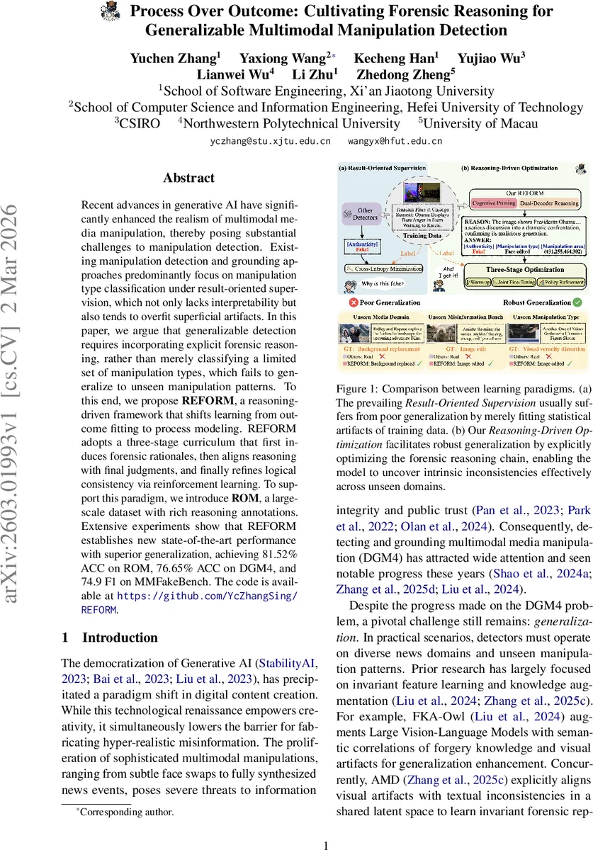 Process Over Outcome: Cultivating Forensic Reasoning for Generalizable Multimodal Manipulation Detection