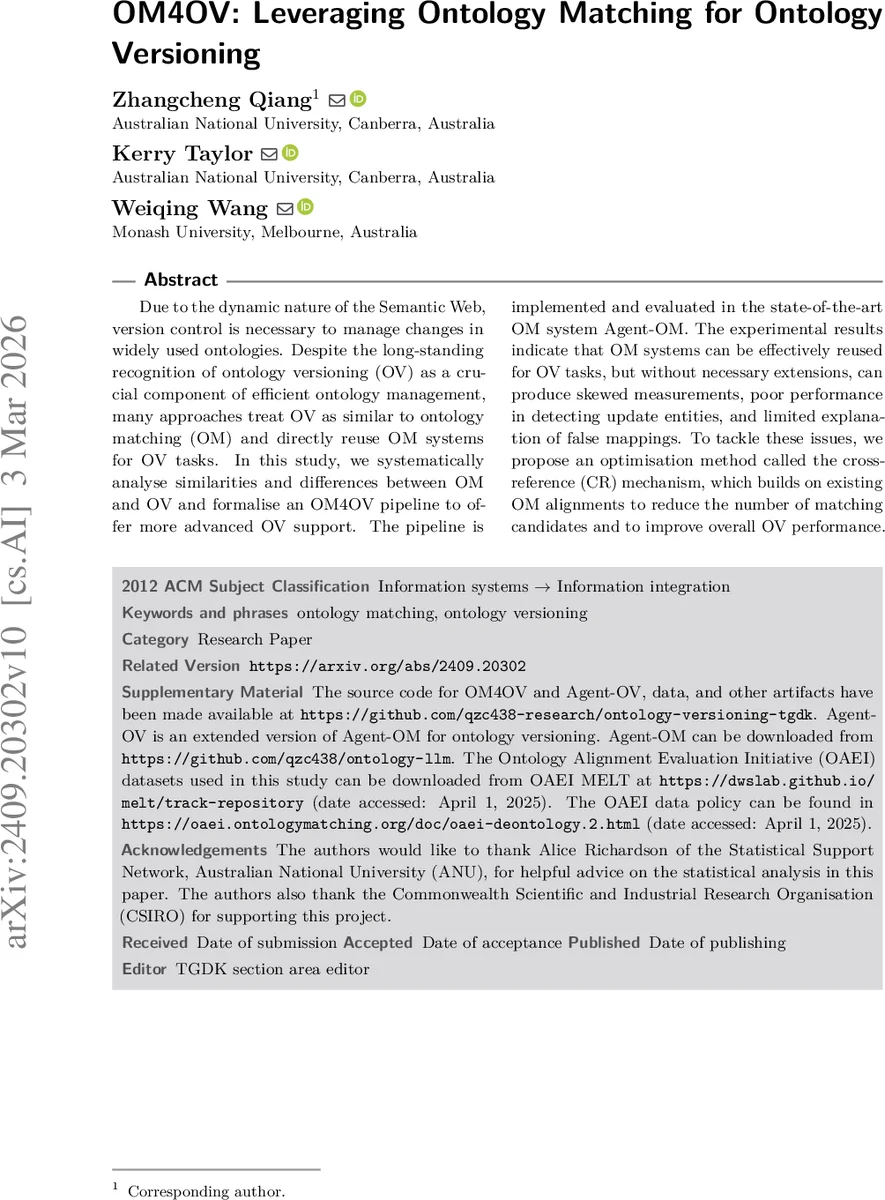 OM4OV: Leveraging Ontology Matching for Ontology Versioning
