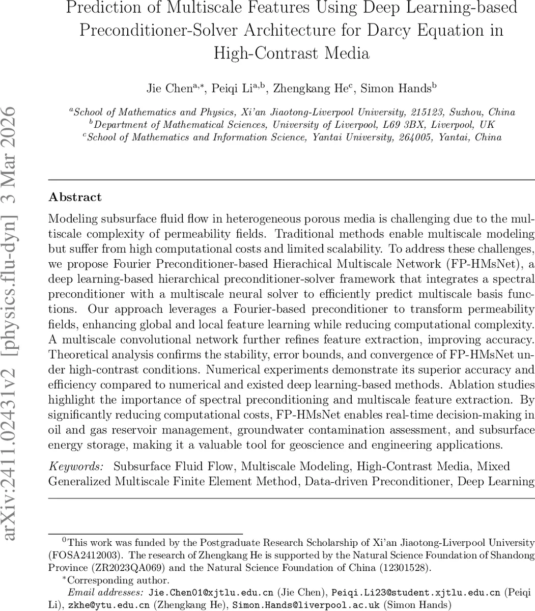 Prediction of Multiscale Features Using Deep Learning-based Preconditioner-Solver Architecture for Darcy Equation in High-Contrast Media