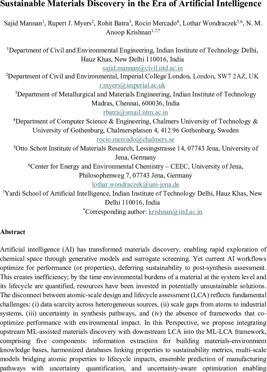Sustainable Materials Discovery in the Era of Artificial Intelligence