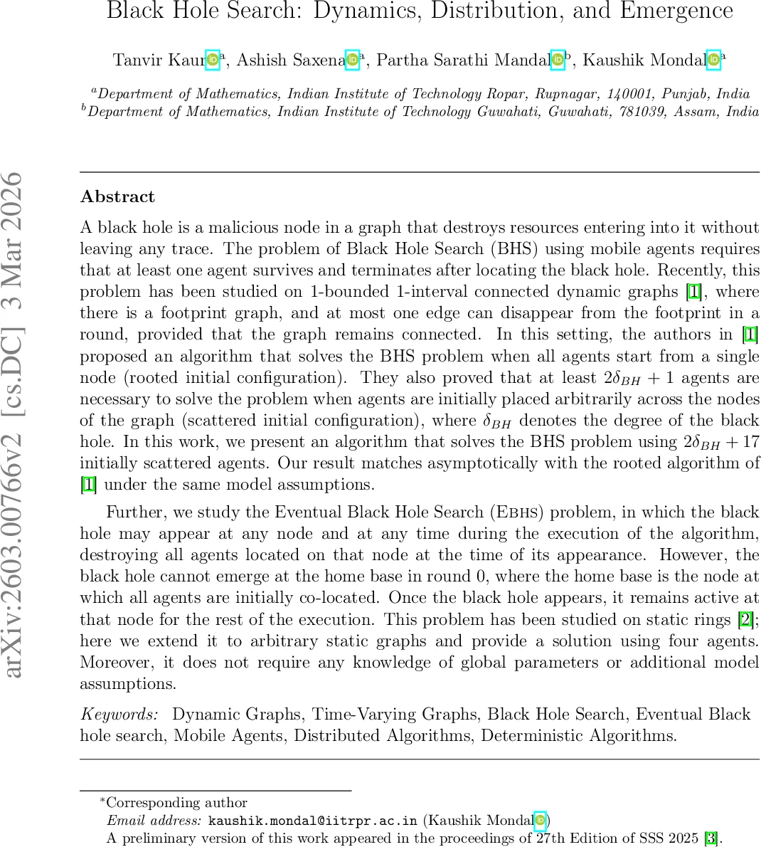 Black Hole Search: Dynamics, Distribution, and Emergence