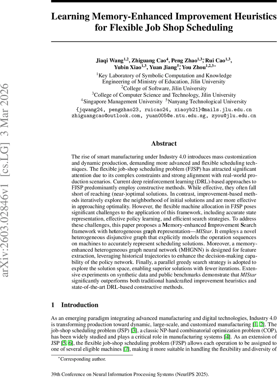 Learning Memory-Enhanced Improvement Heuristics for Flexible Job Shop Scheduling