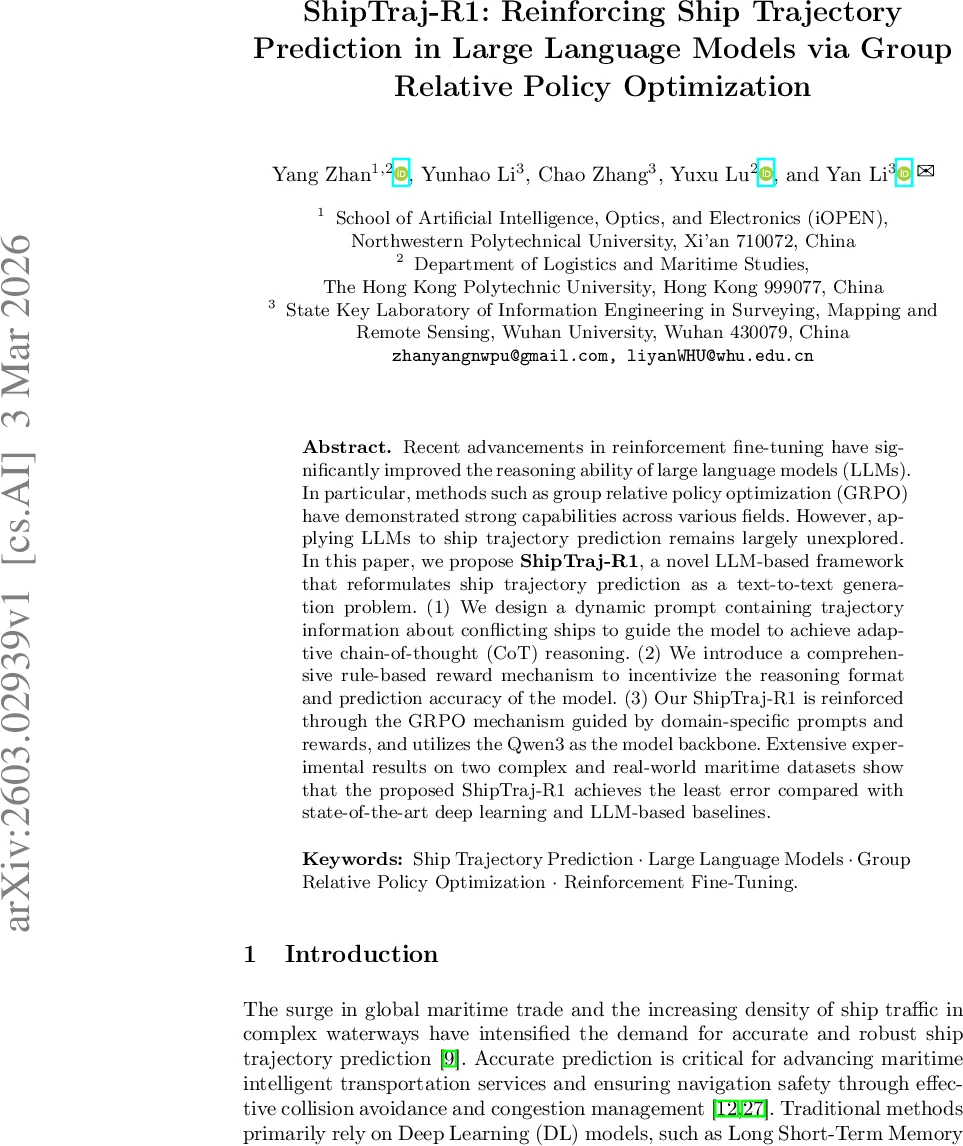 ShipTraj-R1: Reinforcing Ship Trajectory Prediction in Large Language Models via Group Relative Policy Optimization
