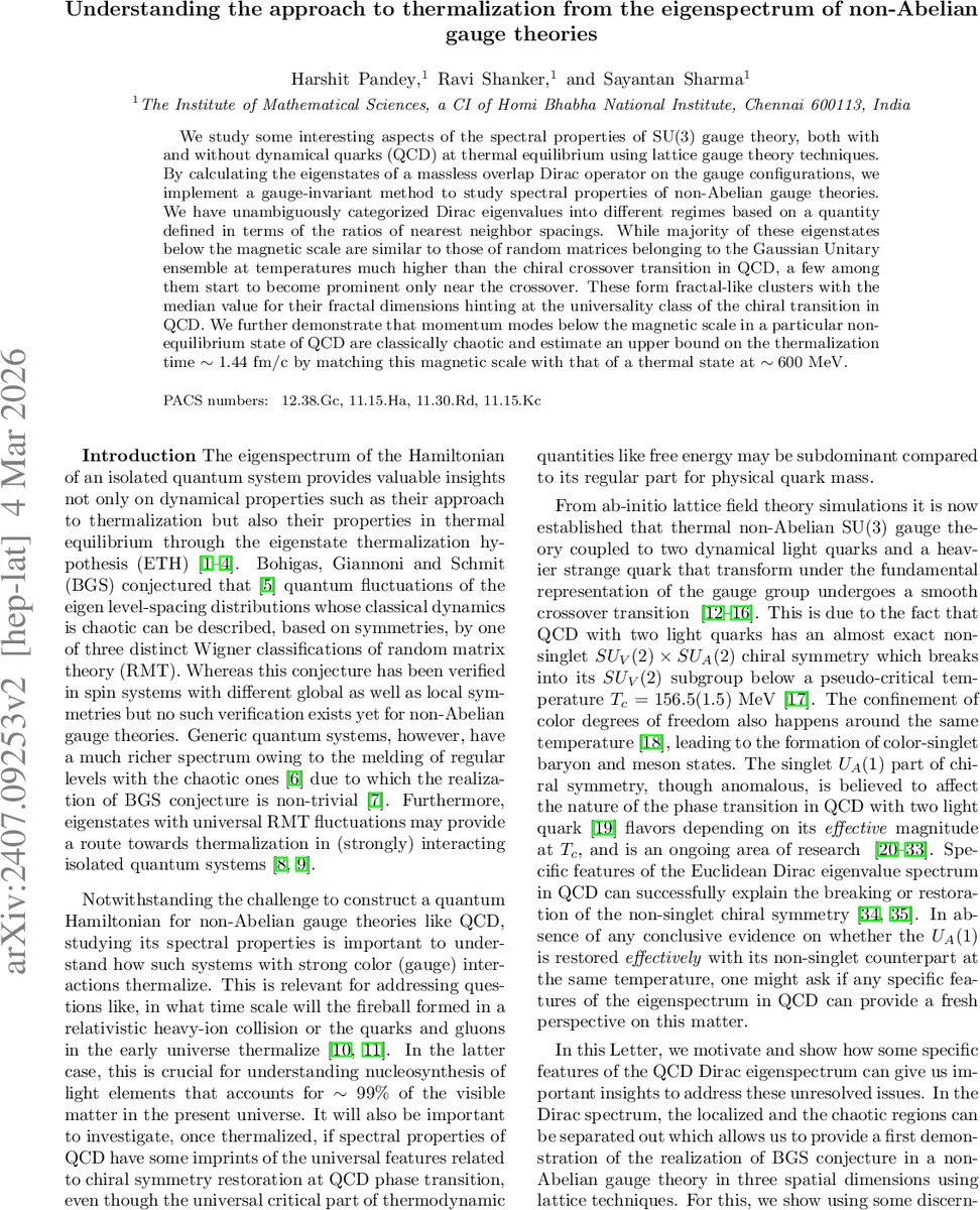 Understanding the approach to thermalization from the eigenspectrum of non-Abelian gauge theories