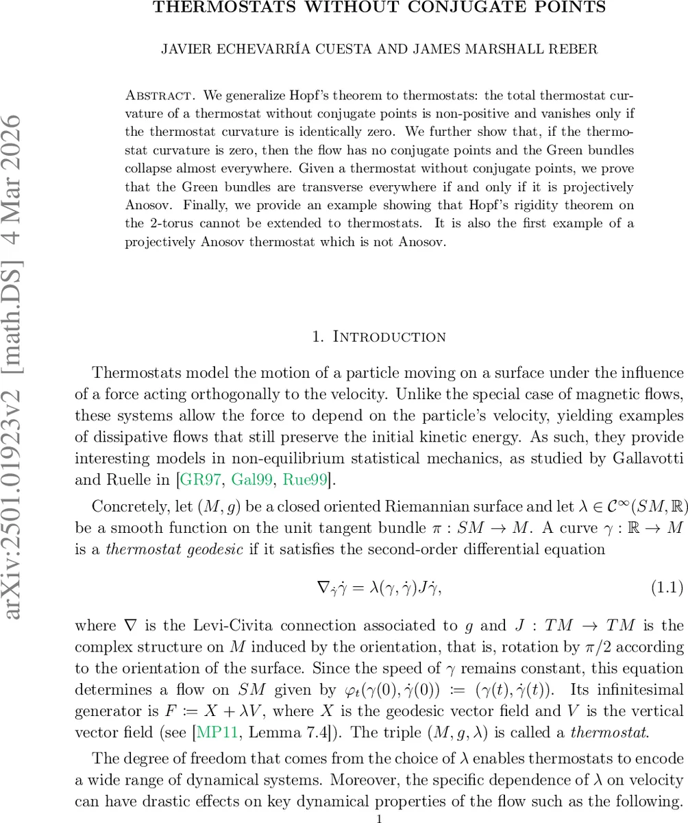 Thermostats without conjugate points