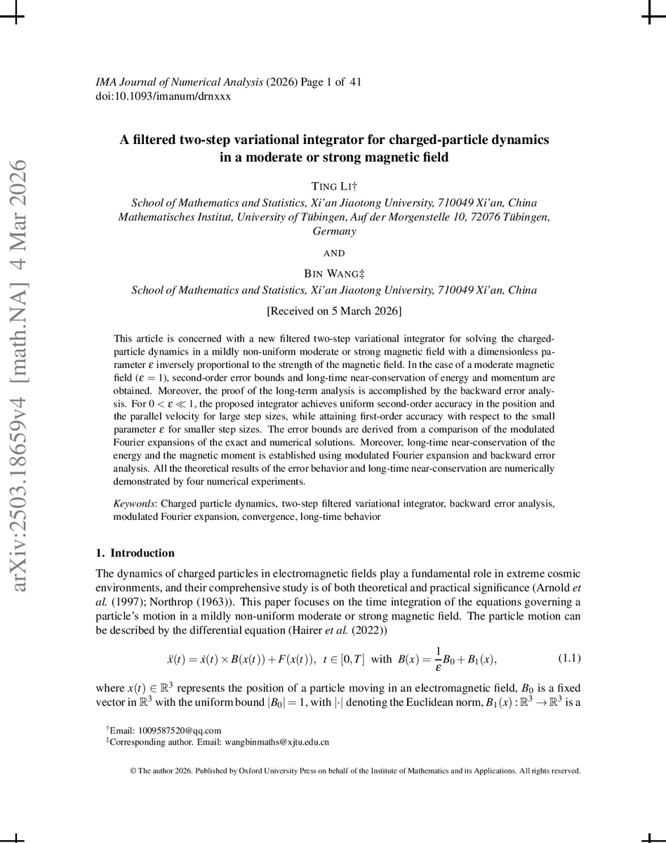 A filtered two-step variational integrator for charged-particle dynamics in a moderate or strong magnetic field
