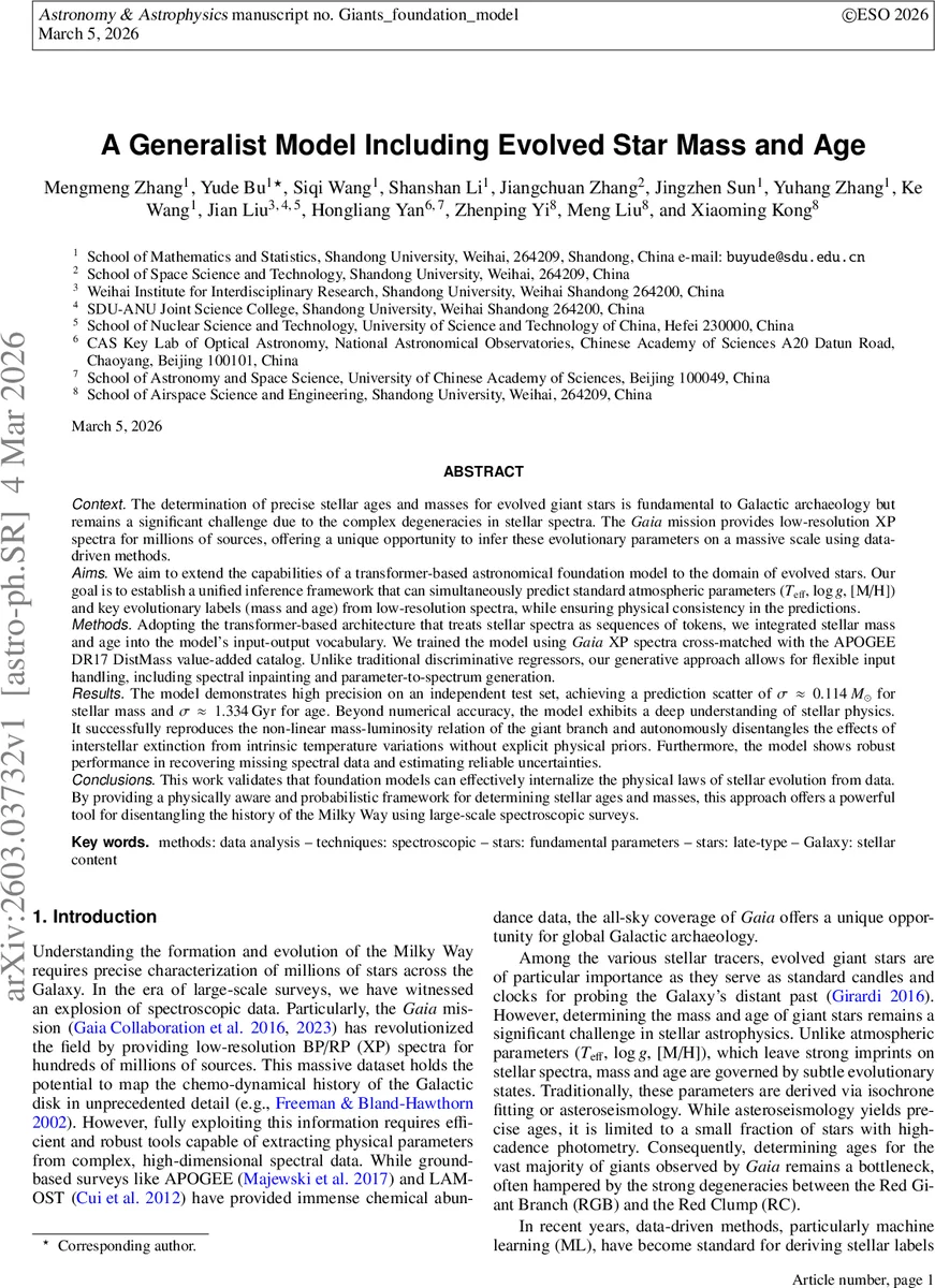 A Generalist Model Including Evolved Star Mass and Age