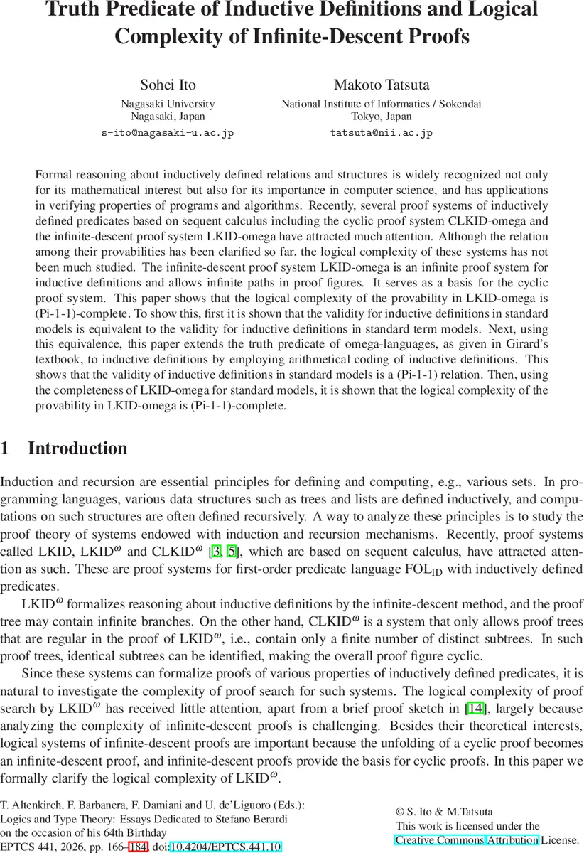 Truth Predicate of Inductive Definitions and Logical Complexity of Infinite-Descent Proofs