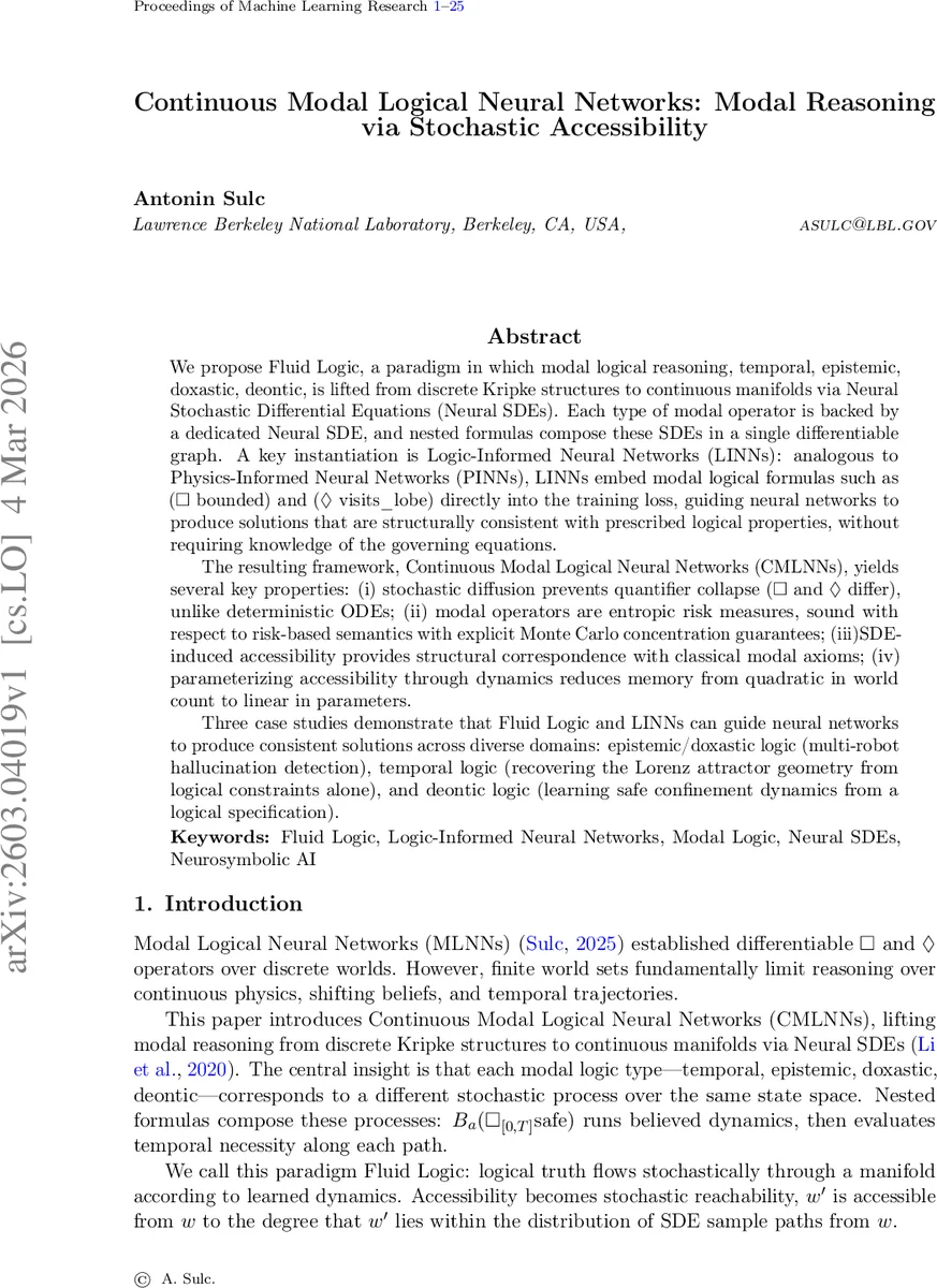 Continuous Modal Logical Neural Networks: Modal Reasoning via Stochastic Accessibility