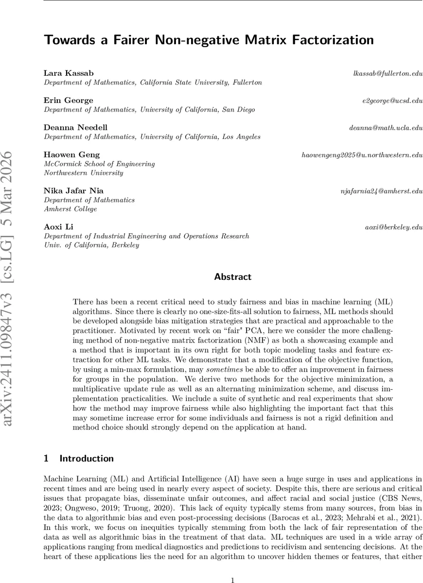 Towards a Fairer Non-negative Matrix Factorization