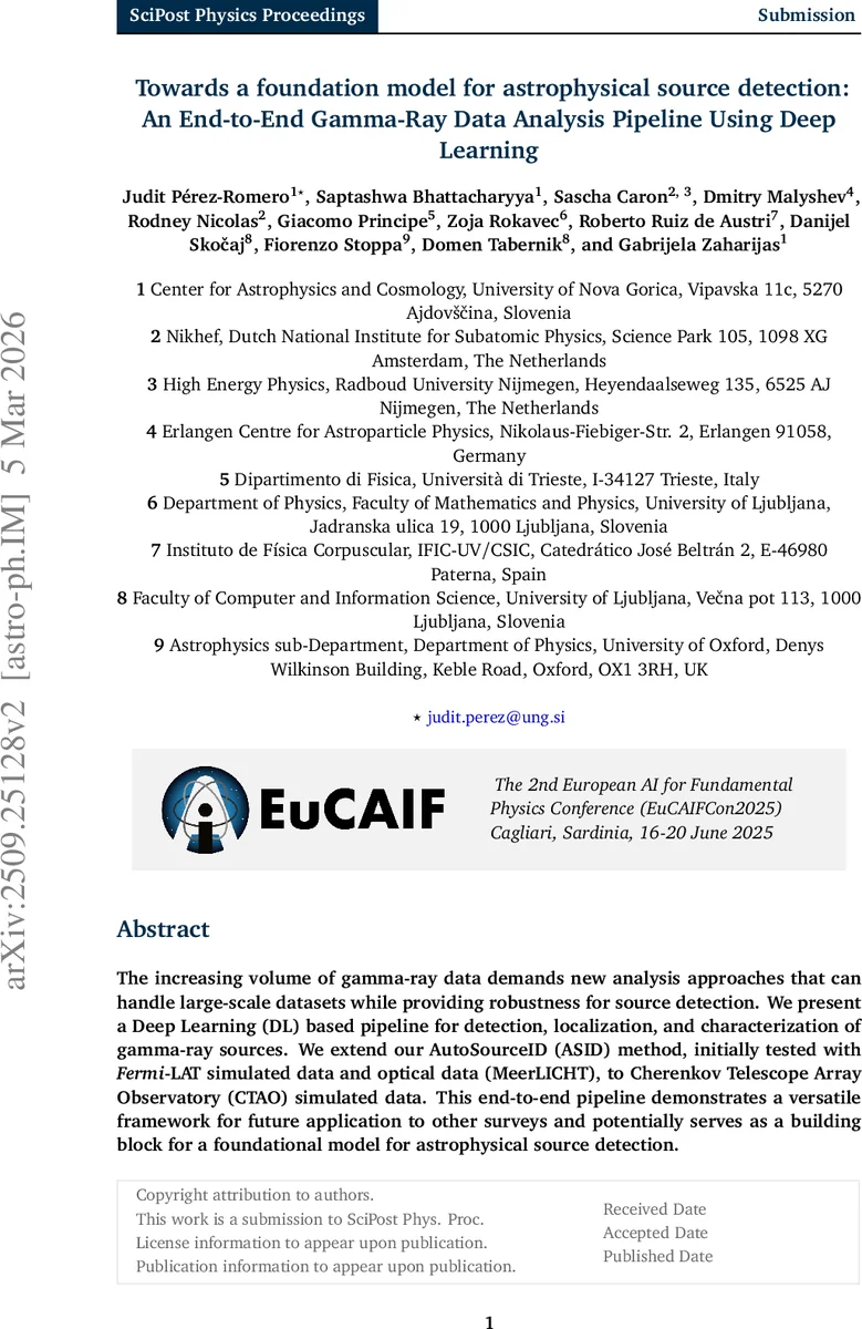Towards a foundation model for astrophysical source detection: An End-to-End Gamma-Ray Data Analysis Pipeline Using Deep Learning