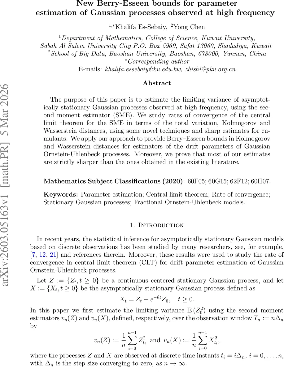New Berry-Esseen bounds for parameter estimation of Gaussian processes observed at high frequency