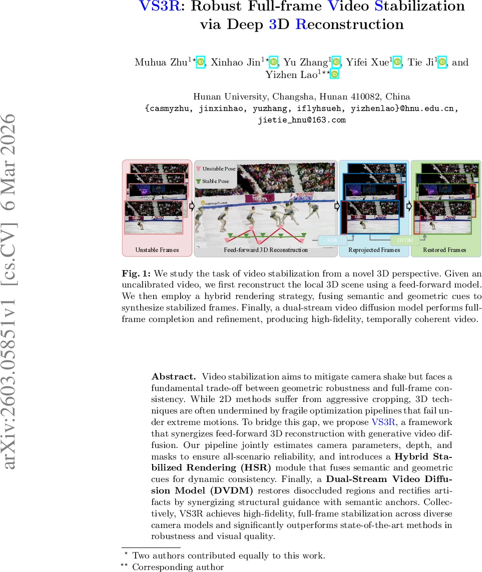 VS3R: Robust Full-frame Video Stabilization via Deep 3D Reconstruction