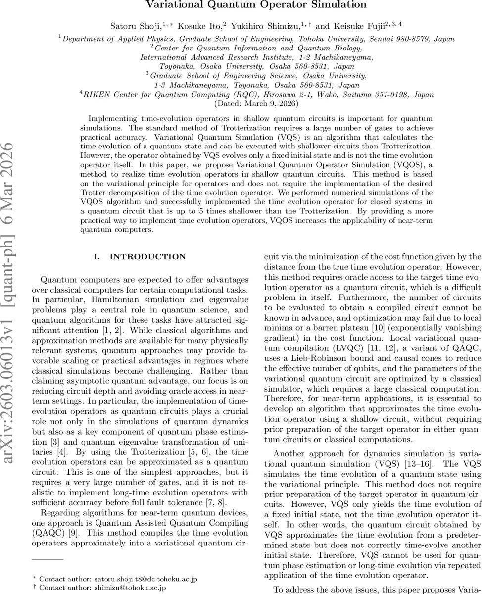 Variational Quantum Operator Simulation