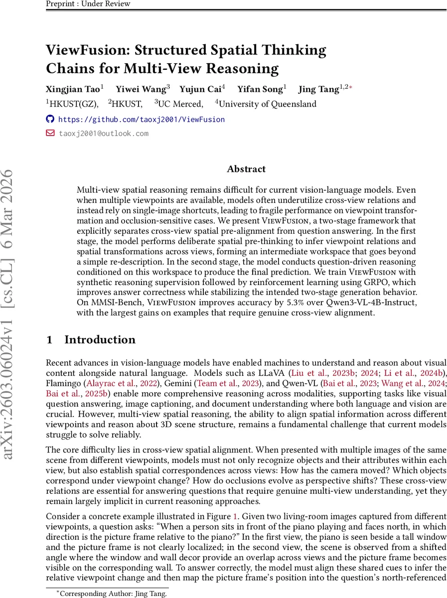 ViewFusion: Structured Spatial Thinking Chains for Multi-View Reasoning