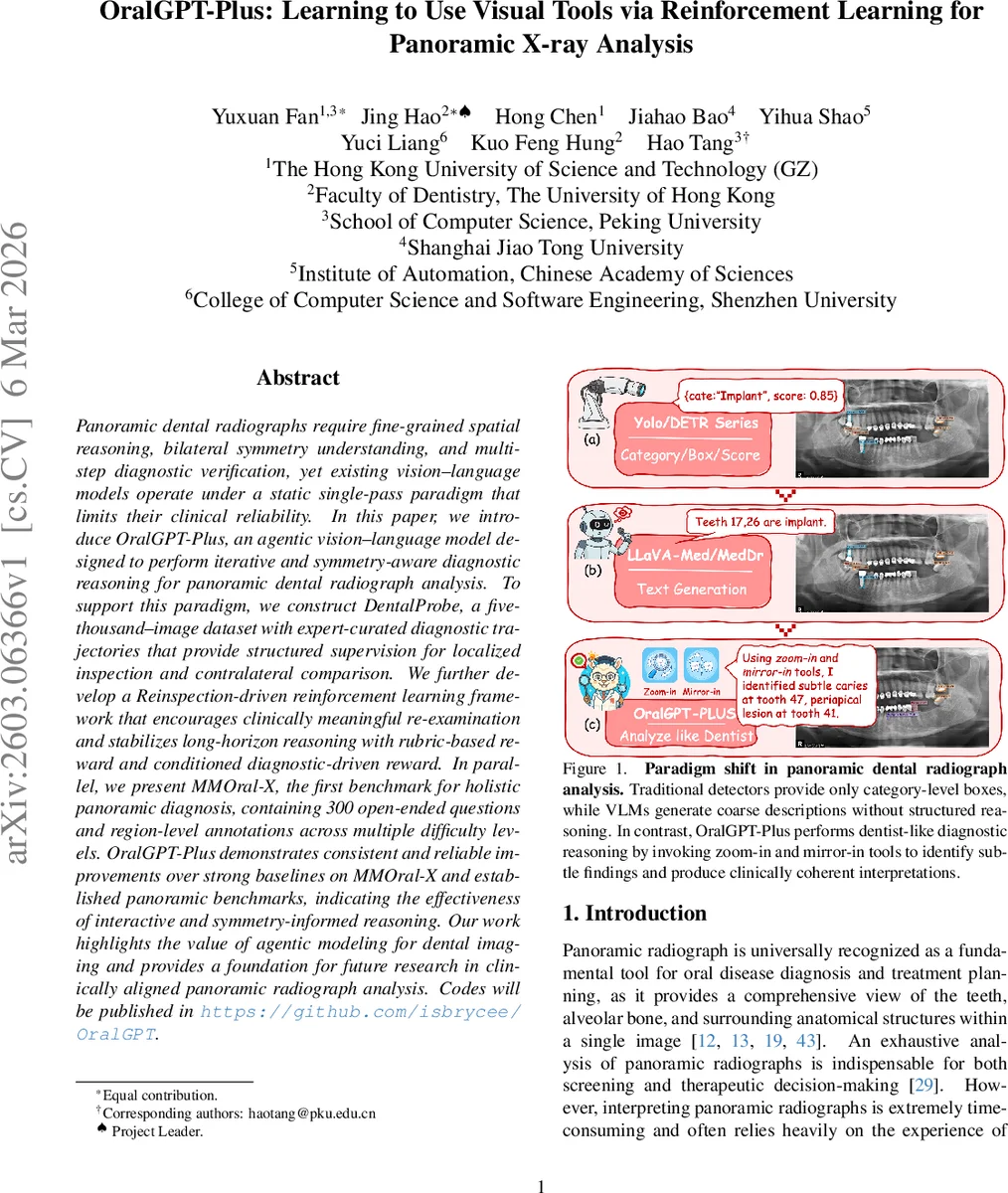 OralGPT-Plus: Learning to Use Visual Tools via Reinforcement Learning for Panoramic X-ray Analysis