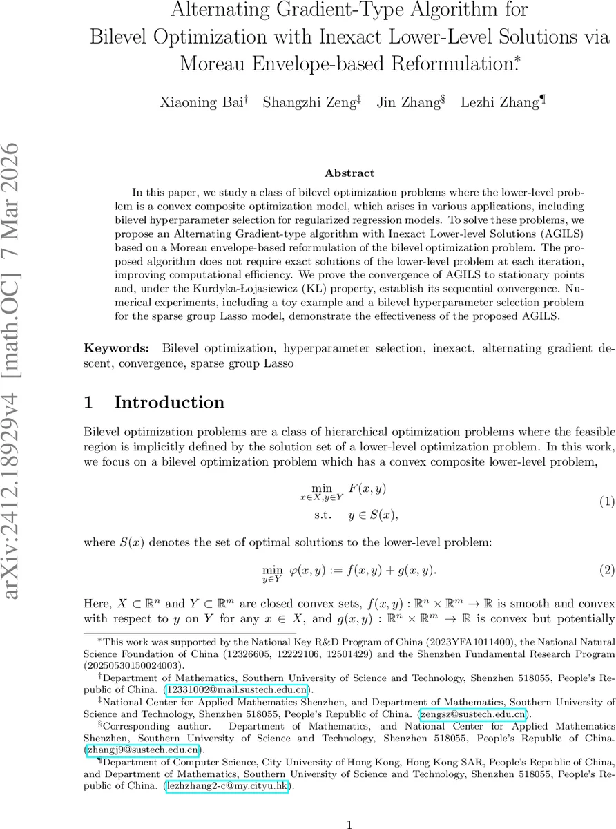 Alternating Gradient-Type Algorithm for Bilevel Optimization with Inexact Lower-Level Solutions via Moreau Envelope-based Reformulation