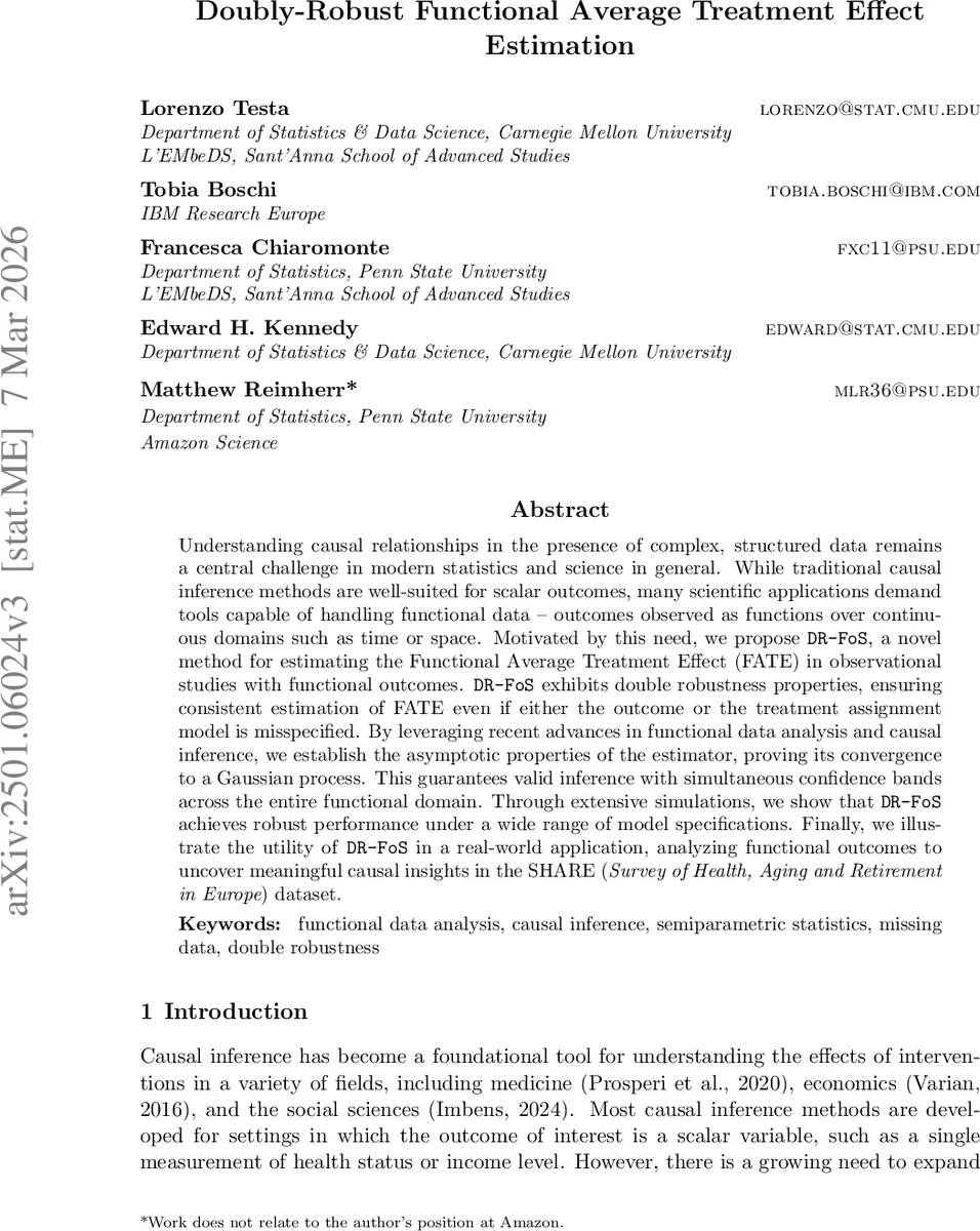 Doubly-Robust Functional Average Treatment Effect Estimation