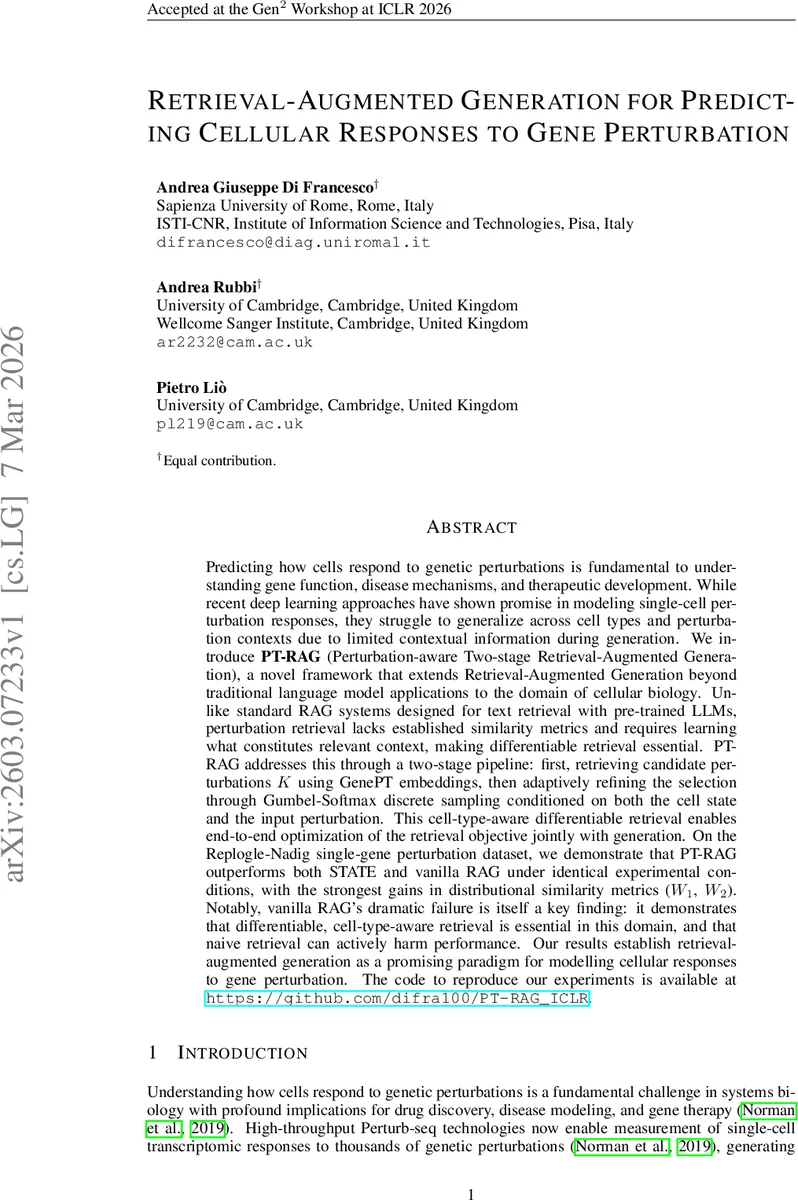 Retrieval-Augmented Generation for Predicting Cellular Responses to Gene Perturbation