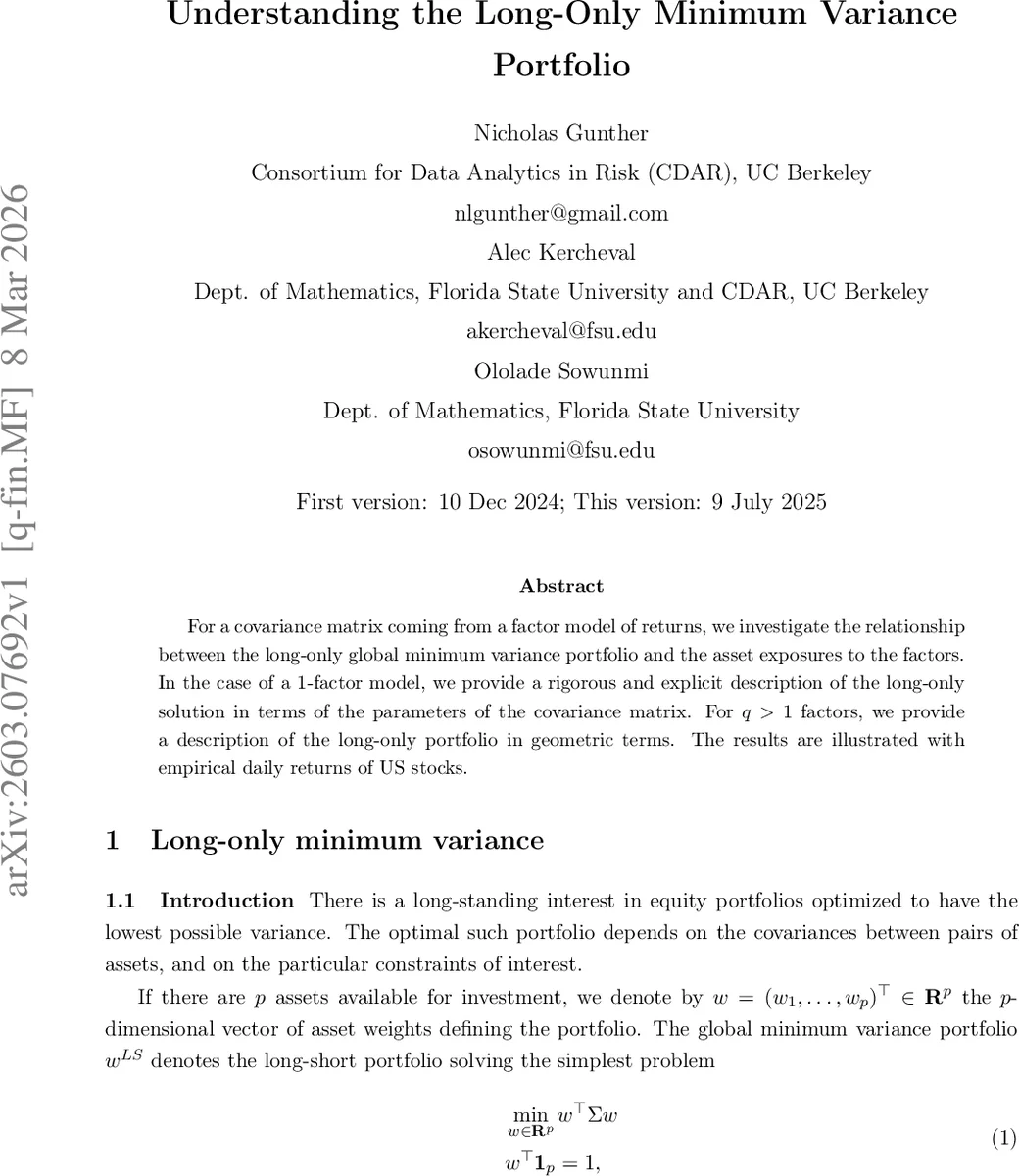 Understanding the Long-Only Minimum Variance Portfolio
