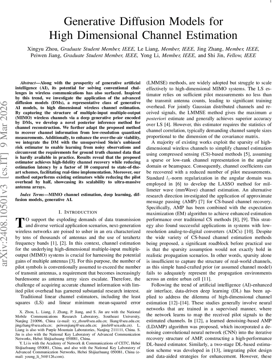 Generative Diffusion Models for High Dimensional Channel Estimation