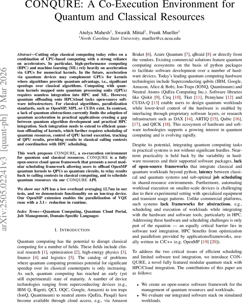 CONQURE: A Co-Execution Environment for Quantum and Classical Resources