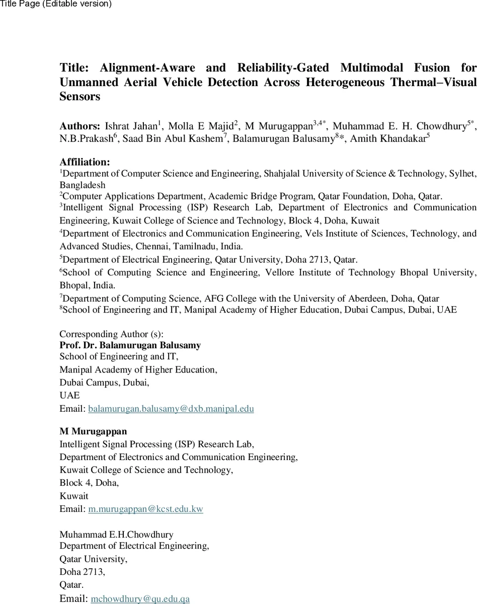 Alignment-Aware and Reliability-Gated Multimodal Fusion for Unmanned Aerial Vehicle Detection Across Heterogeneous Thermal-Visual Sensors