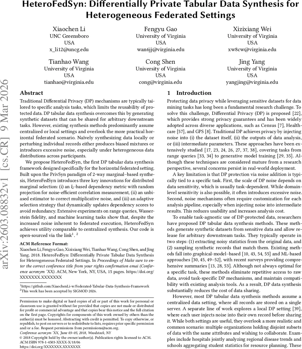HeteroFedSyn: Differentially Private Tabular Data Synthesis for Heterogeneous Federated Settings