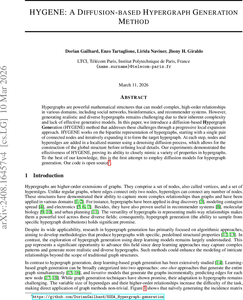 HYGENE: A Diffusion-based Hypergraph Generation Method