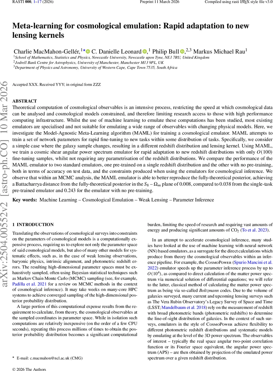 Meta-learning for cosmological emulation: Rapid adaptation to new lensing kernels