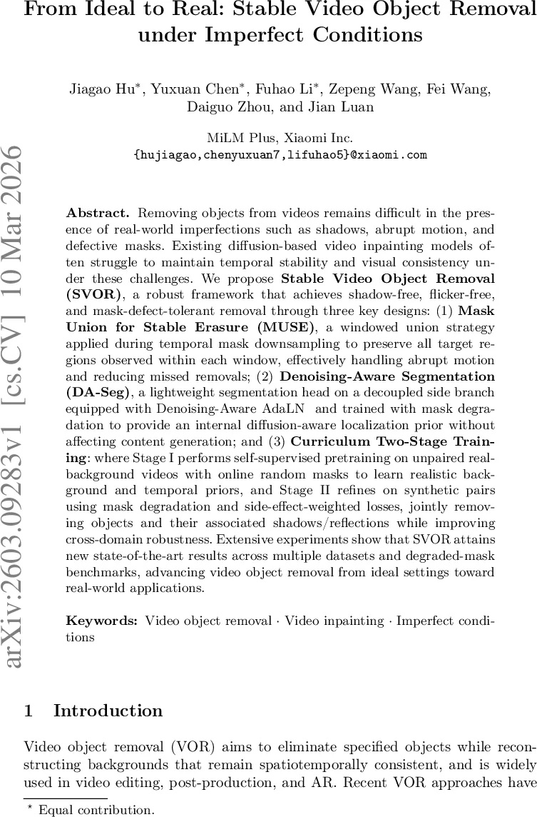 From Ideal to Real: Stable Video Object Removal under Imperfect Conditions
