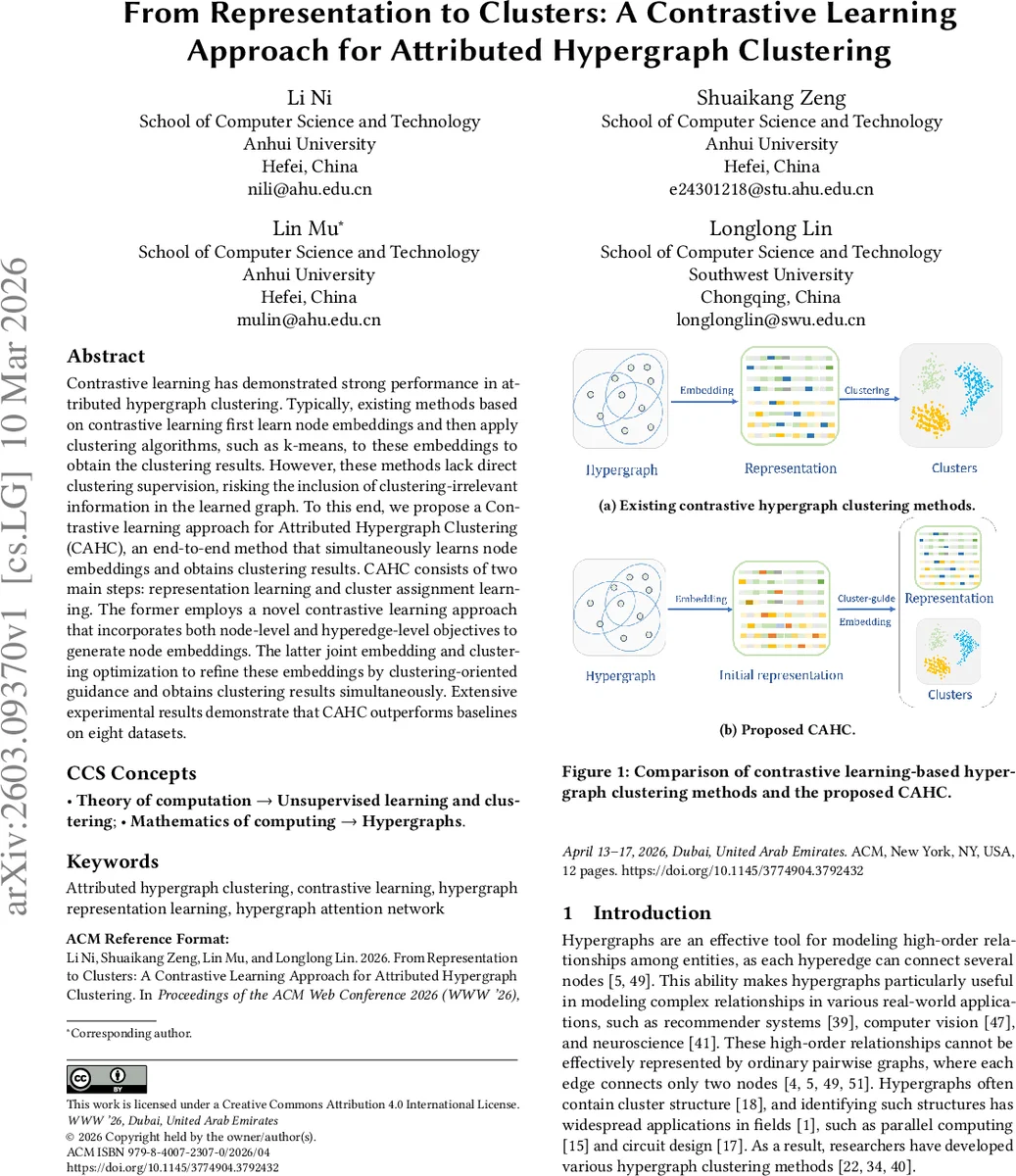 From Representation to Clusters: A Contrastive Learning Approach for Attributed Hypergraph Clustering