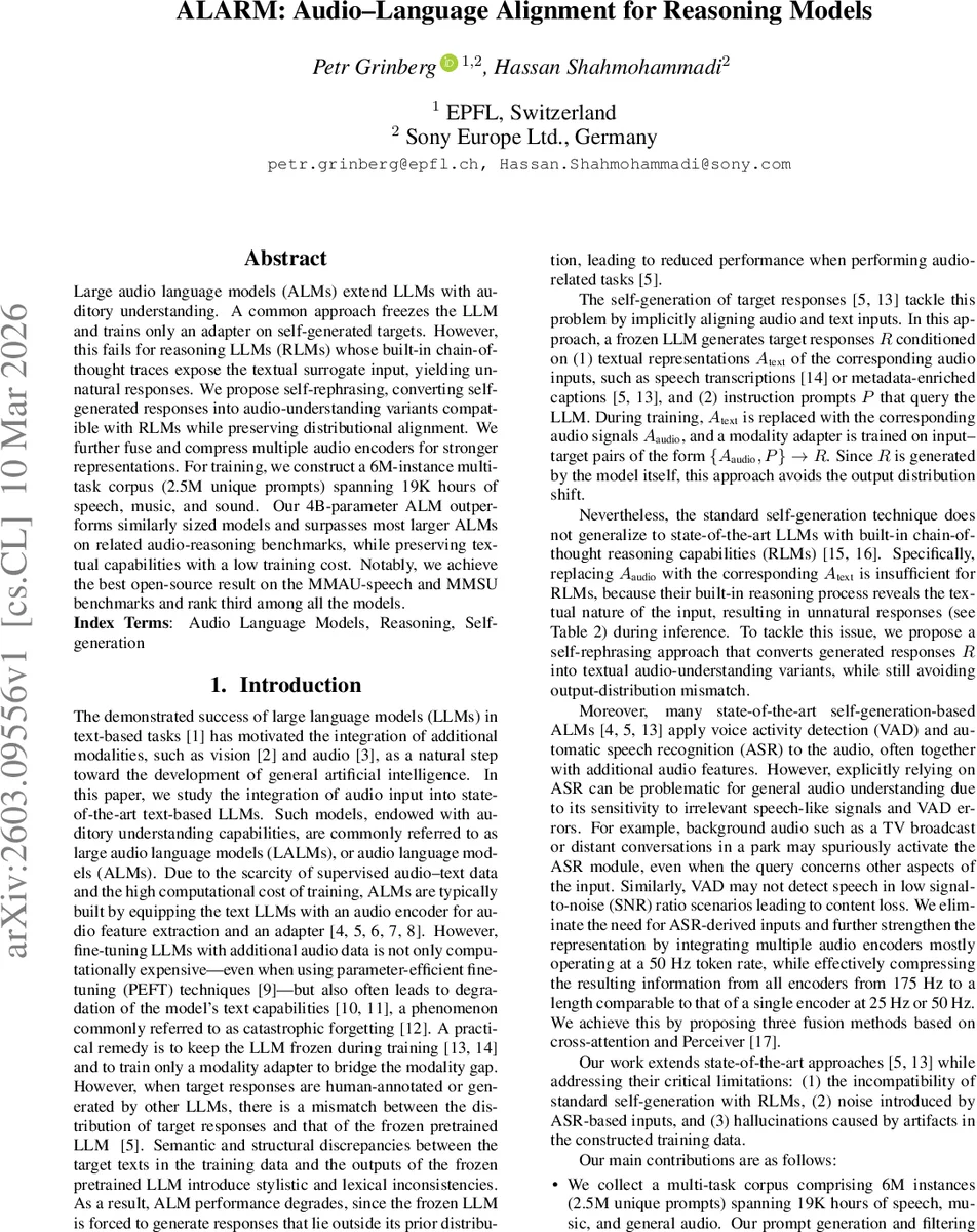 ALARM: Audio-Language Alignment for Reasoning Models