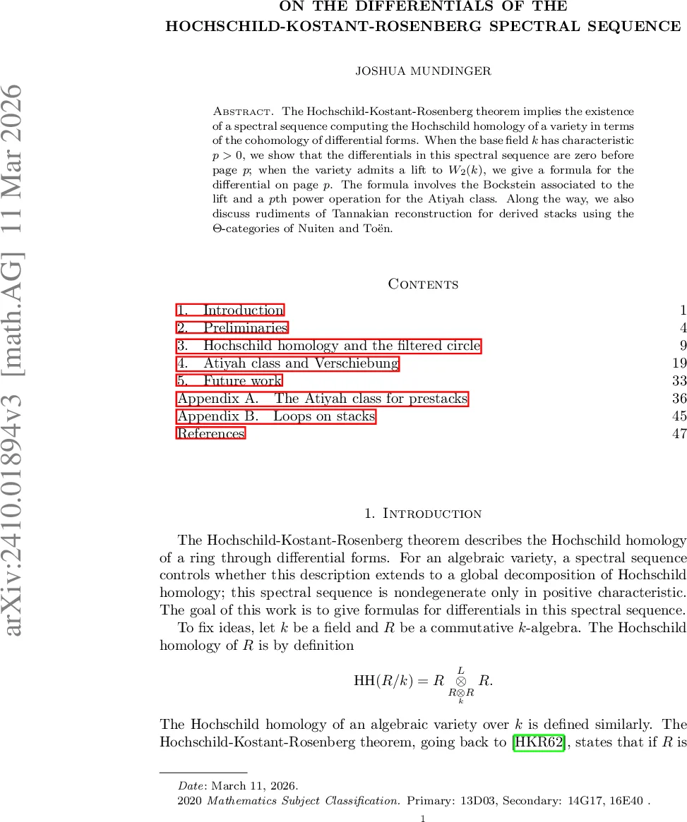 On the differentials of the Hochschild-Kostant-Rosenberg spectral sequence