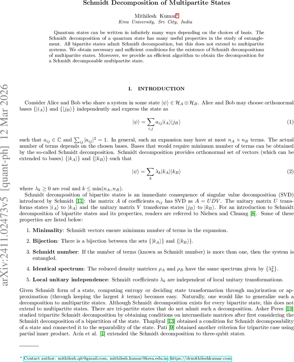 Schmidt Decomposition of Multipartite States