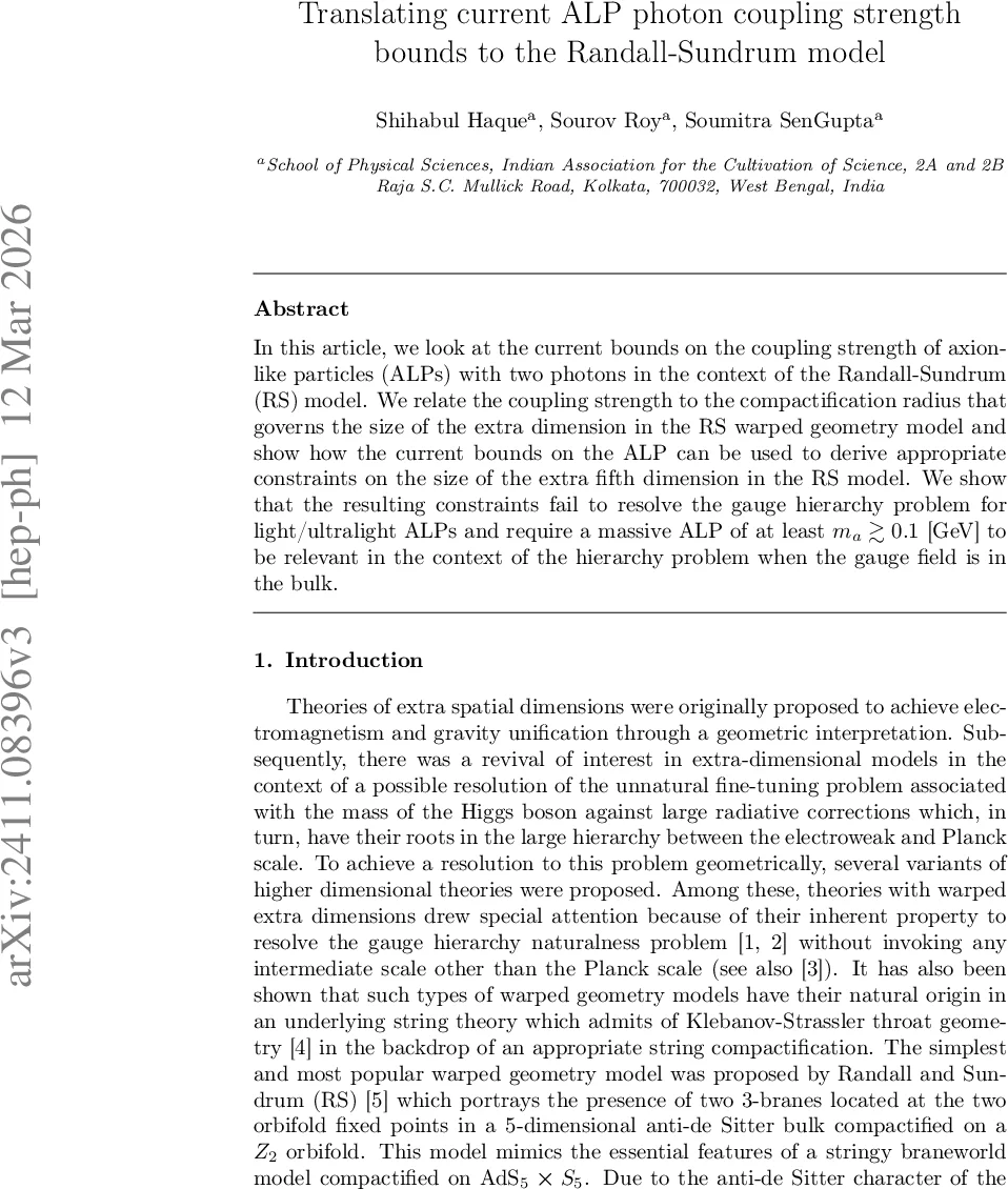 Translating current ALP photon coupling strength bounds to the Randall-Sundrum model