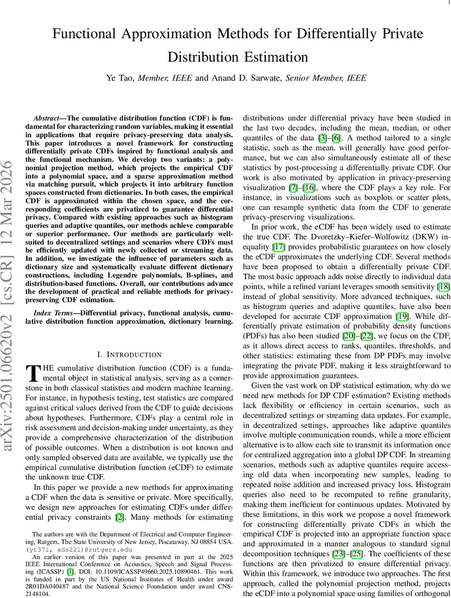 Functional Approximation Methods for Differentially Private Distribution Estimation