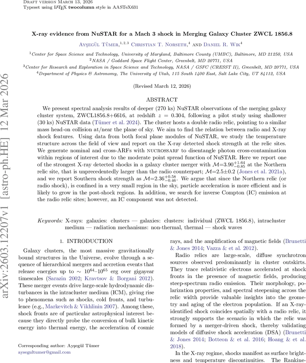 X-ray evidence from NuSTAR for a Mach 3 shock in Merging Galaxy Cluster ZWCL 1856.8
