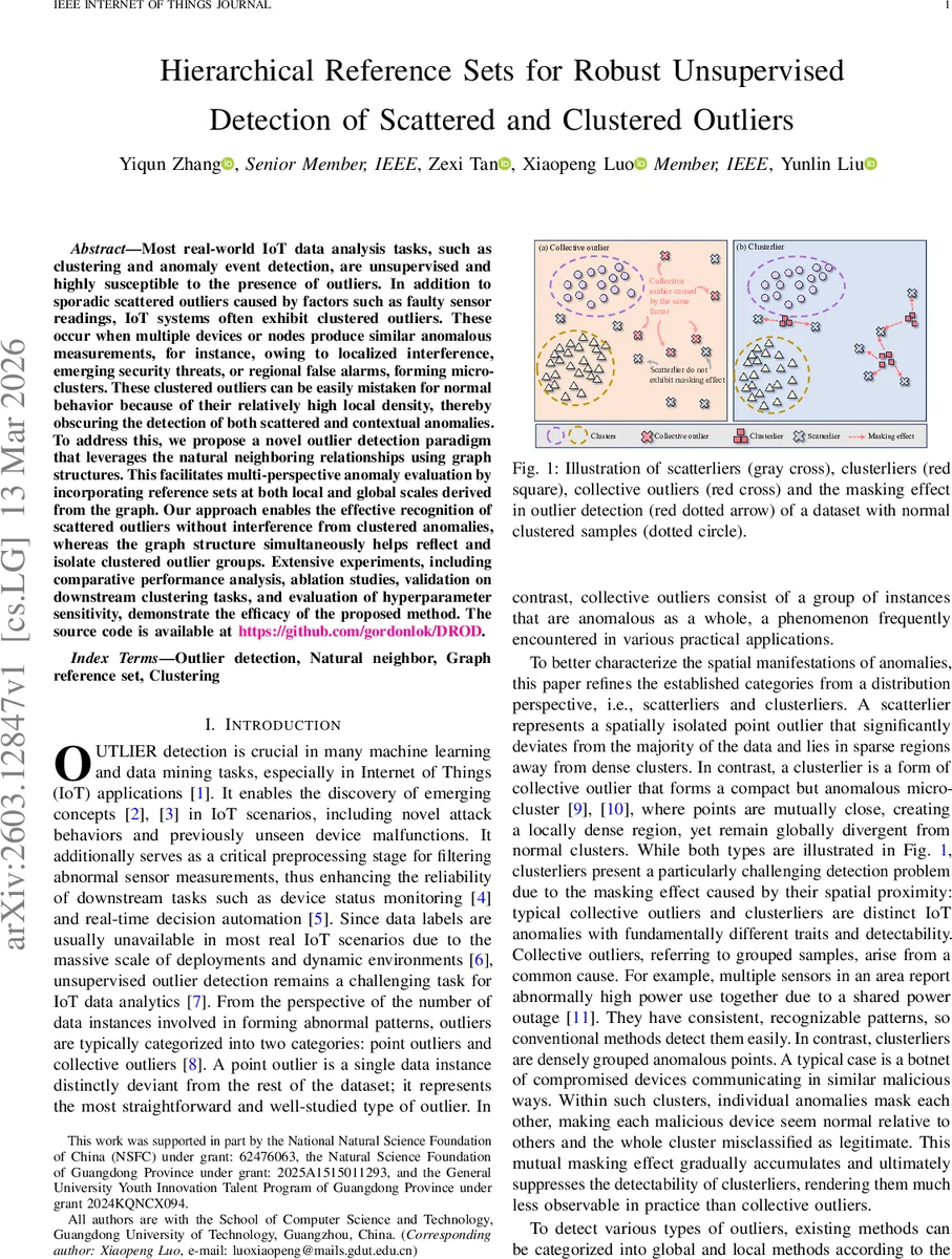Hierarchical Reference Sets for Robust Unsupervised Detection of Scattered and Clustered Outliers
