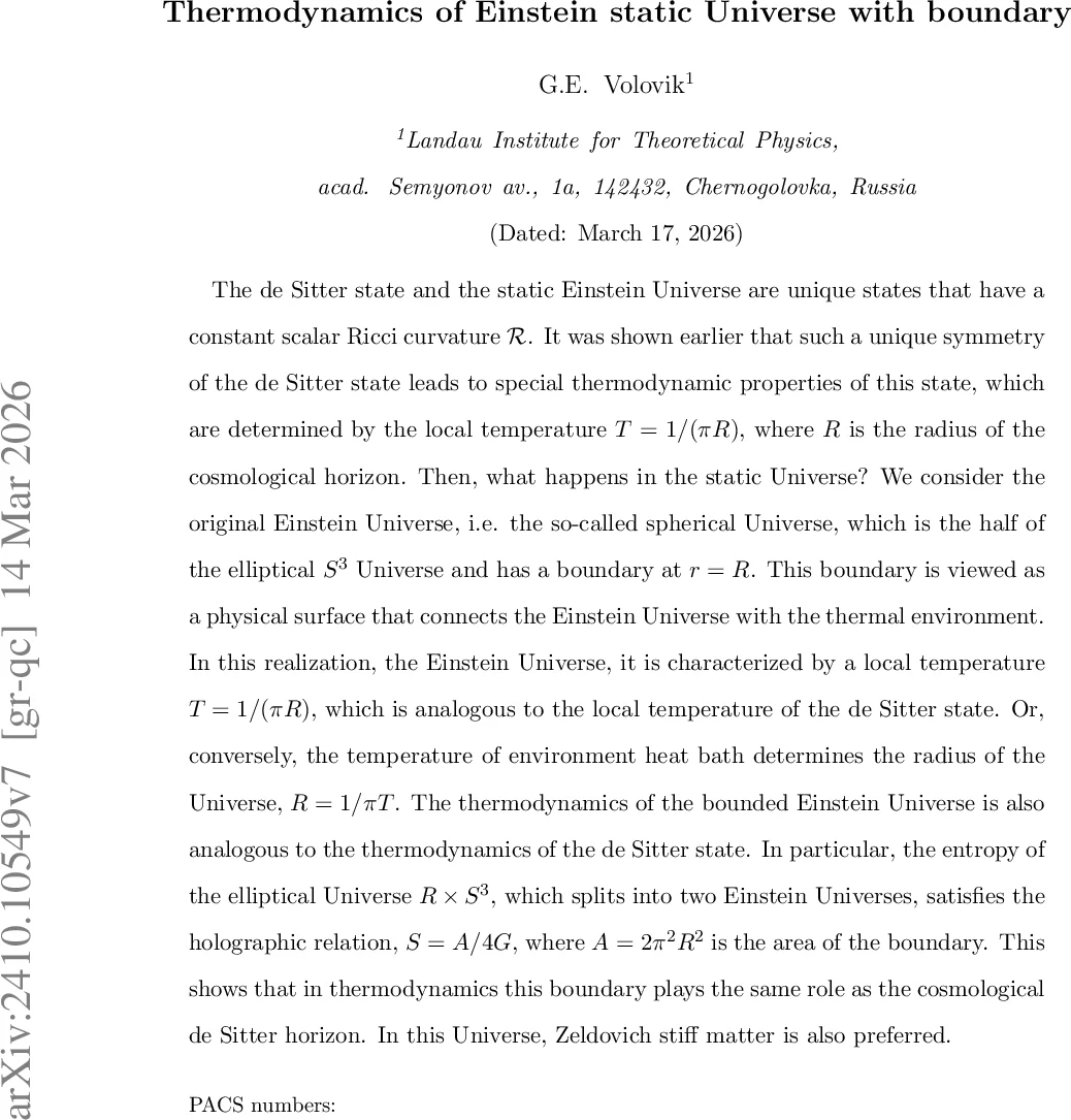 Thermodynamics of Einstein static Universe with boundary